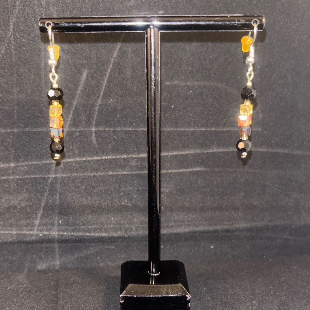 Chic Black and Gold Beaded Earrings